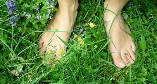 Pieds nus dans l'herbe